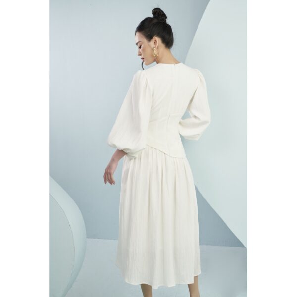 MOLLYNISTA - Đầm Lenia tay dài bồng phối eo quyến rũ nữ tính thiết kế cao cấp đi chơi đi tiệc gợi cảm - Hình ảnh 8