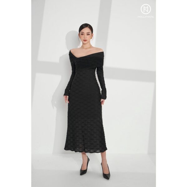 MOLLYNISTA - Đầm Luna tay dài chéo vai quyến rũ nữ tính thiết kế cao cấp đi chơi đi tiệc gợi cảm - Hình ảnh 6