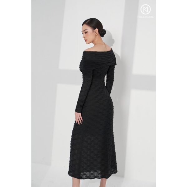MOLLYNISTA - Đầm Luna tay dài chéo vai quyến rũ nữ tính thiết kế cao cấp đi chơi đi tiệc gợi cảm - Hình ảnh 7