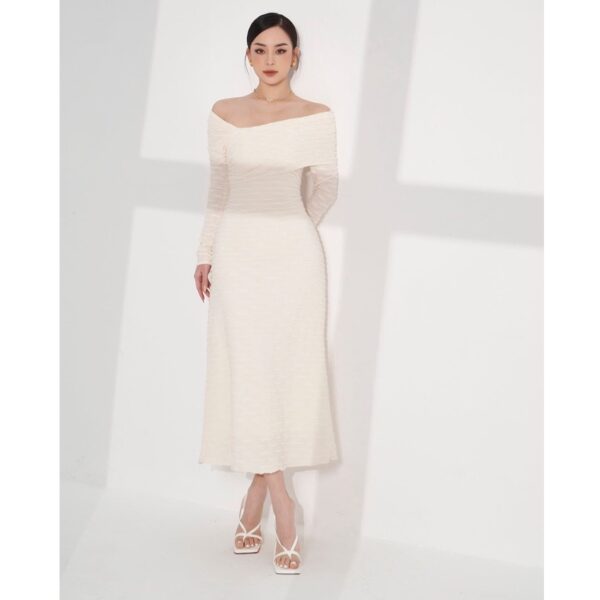 MOLLYNISTA - Đầm Luna tay dài chéo vai quyến rũ nữ tính thiết kế cao cấp đi chơi đi tiệc gợi cảm