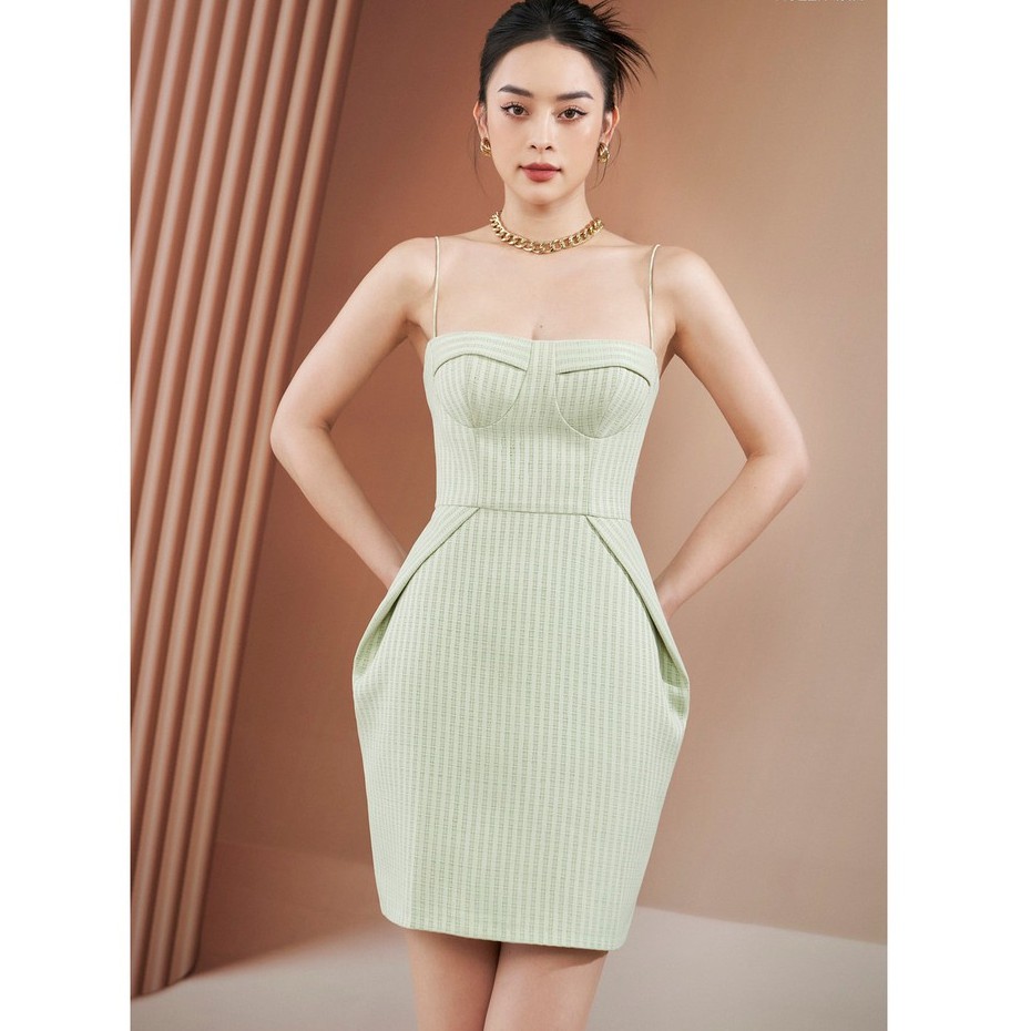 MOLLYNISTA – Đầm Minty sọc xanh cúp ngực 2 dây quyến rũ nữ tính thiết kế cao cấp đi chơi đi tiệc gợi cảm