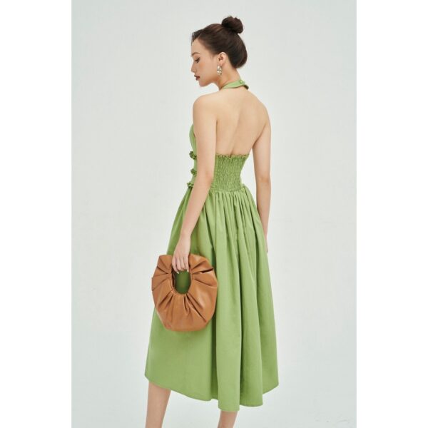 MOLLYNISTA - Đầm Polly yếm nhúm cổ lưng chun quyến rũ nữ tính thiết kế cao cấp đi chơi đi tiệc gợi cảm - Ảnh 6