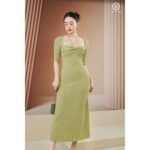 MOLLYNISTA – Đầm Rina thun nhúm ngực có tay quyến rũ nữ tính thiết kế cao cấp đi chơi đi tiệc gợi cảm