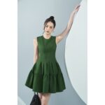 MOLLYNISTA – Đầm Uni sát nách tùng nhún xoè quyến rũ nữ tính thiết kế cao cấp đi chơi đi tiệc gợi cảm