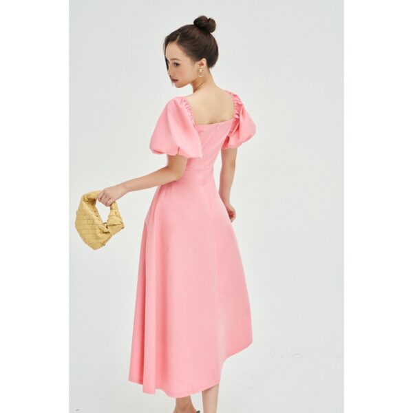 MOLLYNISTA - Đầm Zanny xếp ly ngang ngực tay phồng quyến rũ nữ tính thiết kế cao cấp đi chơi đi tiệc gợi cảm - Hình ảnh 6