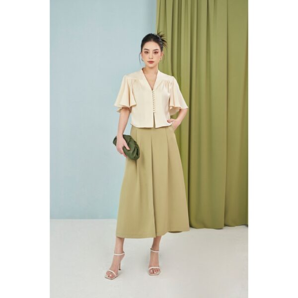 MOLLYNISTA - Quần Bloom suông xếp ly bung quyến rũ nữ tính thiết kế cao cấp đi chơi đi tiệc gợi cảm - Hình ảnh 3