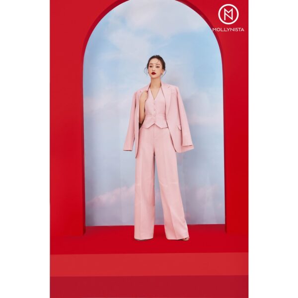 MOLLYNISTA - Quần Rosa hồng dài ống rộng quyến rũ nữ tính thiết kế cao cấp đi chơi đi tiệc gợi cảm - Hình ảnh 2