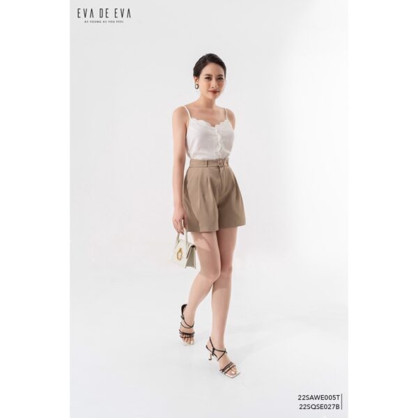 Quần short kaki nữ cạp cao Eva de Eva 22SQSE027B