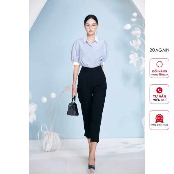 Quần tây nữ baggy 20AGAIN công sở 2 túi chéo QGA2410 - Hình ảnh 4
