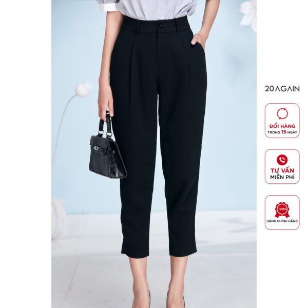 Quần tây nữ baggy 20AGAIN công sở 2 túi chéo QGA2410