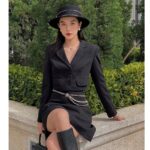 Set áo vest little black suit và chân váy chữ A HUONG BOUTIQUE HBVEST120