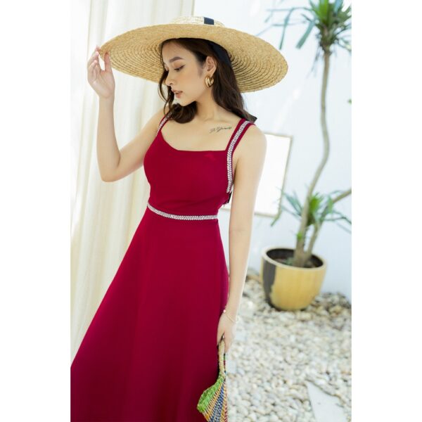 Váy 2 dây viền thổ cẩm đỏ MM - Hình ảnh 5