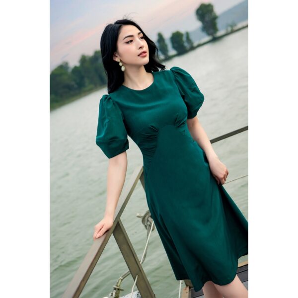 Váy rúm 2 bên eo xanh HMH - Ảnh 3
