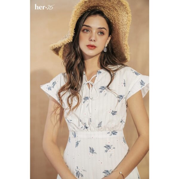 Váy tay hến hoa xanh trắng FL 348654 HER - Hình ảnh 2