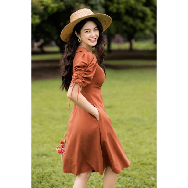 Váy tay rút vạt đè cam ĐX - Hình ảnh 2