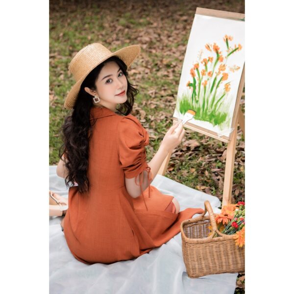 Váy tay rút vạt đè cam ĐX - Hình ảnh 6
