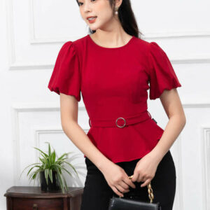 Áo Sơ Mi Tay Phồng LUPERI Dáng Peplum Sang Trọng, Chất Liệu Lụa Cát Hàn Quốc LFSM1213