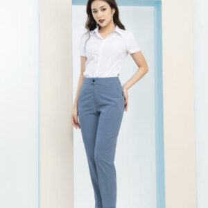Áo Sơ Mi Trắng Nữ Đẹp Công Sở LUPERI LFSM1105 cổ đức tay ngắn form ôm chất lụa Hàn Quốc co giãn không nhăn