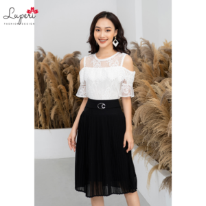Chân Váy Xếp Ly Midi Nữ LUPERI LFCV590 Chất Vải Voan Hàn Siêu Mát Cho Nữ Công Sở
