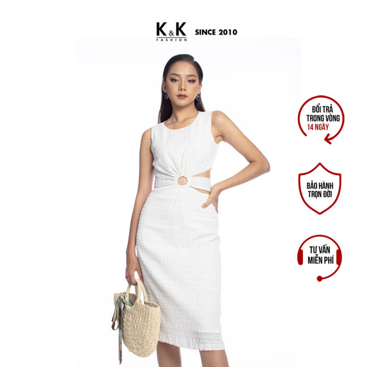 Đầm Trắng Ôm Dáng Dài K&K Fashion HL16-20 Eo Cut-Out Chất Liệu Xốp ...