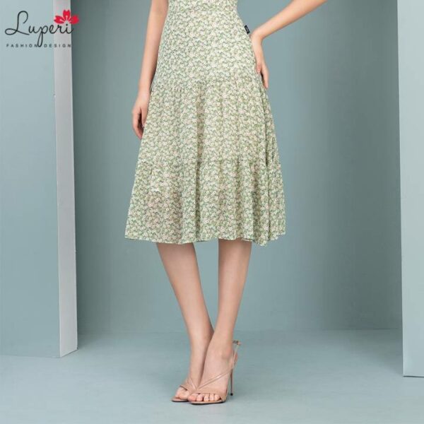 Váy Đầm Thiết Kế Nữ LUPERI LFV3209 Dáng Xoè Cổ Tròn Tay Cộc Khoét Vai Hoa Nhí Cho Bạn Nữ Đi Chơi Đi Dạo Phố