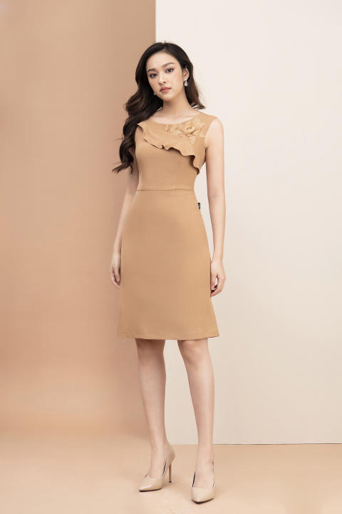 Váy Sát Nách Phối Bèo Dáng Ôm A LUPERI LFV3217