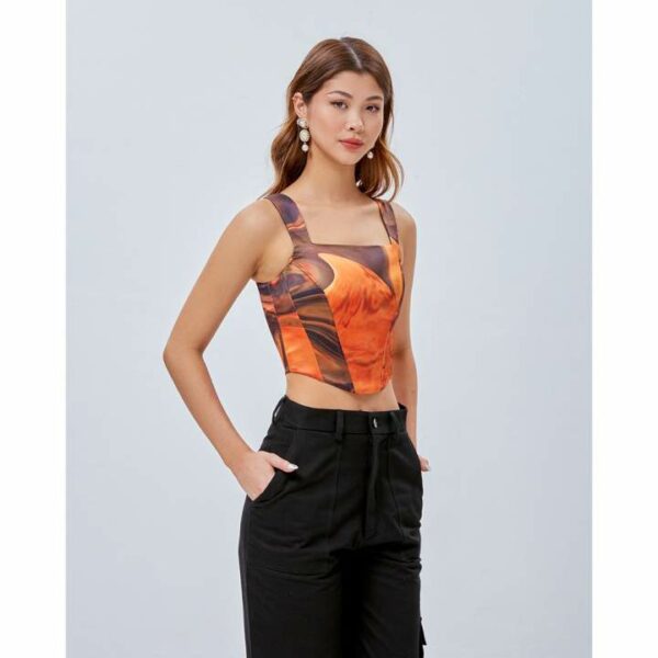 Áo croptop SheByShj dáng corset màu loang cam - Alicia Top