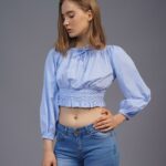 Áo Croptop Tay Dài Cổ Thun HK1-UBA19-90