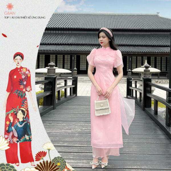 Áo dài cách tân tầng sóng tay bồng thiết kế chính hãng GIIAN - AD290