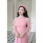 Áo dài cách tân tay dài ống loe thắt nơ ONONMADE Dahlia
