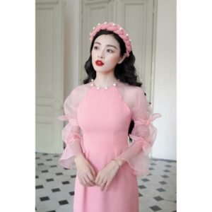 Áo dài cách tân tay dài ống loe thắt nơ ONONMADE Dahlia