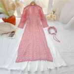 Áo dài nữ hoa nhí kèm váy hai dây thiết kế chính hãng GIIAN, áo dài cách tân hoa nữ tính, nhẹ nhàng – AD249