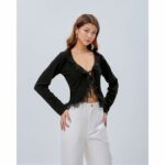 Áo kiểu Shebyshj cột dây ngực phối ren đen – Taylor Shirt