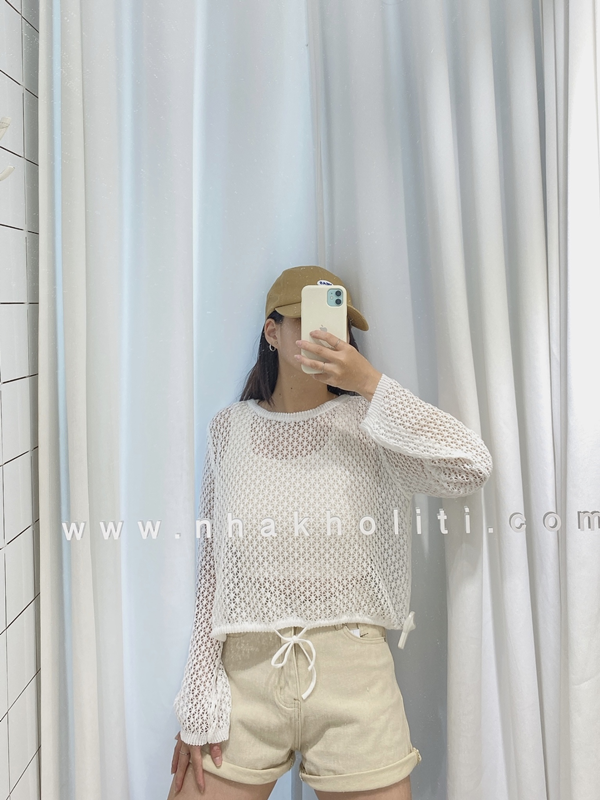 Áo lưới tay dài rút dây