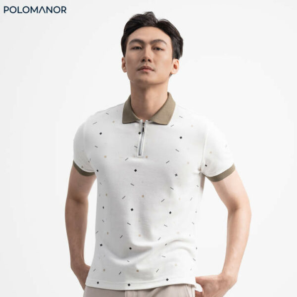 Áo Polo nam cổ bẻ in DARI vải cá sấu cotton CMC, nam tính, thanh lịch, sang trọng - POLOMANOR