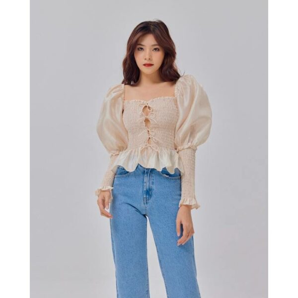 Áo Shebyshj tay bồng vải tafta màu nude - Kara top