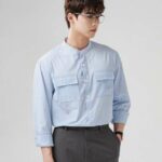 Áo sơ mi nam cổ trụ SSSTUTTER form refined fit sơ vin linh hoạt chất kẻ có túi hộp LAPLACE SHIRT