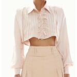 Áo sơ mi tay dài dáng croptop xếp li ONONMADE Cher Croptop màu hồng nhạt