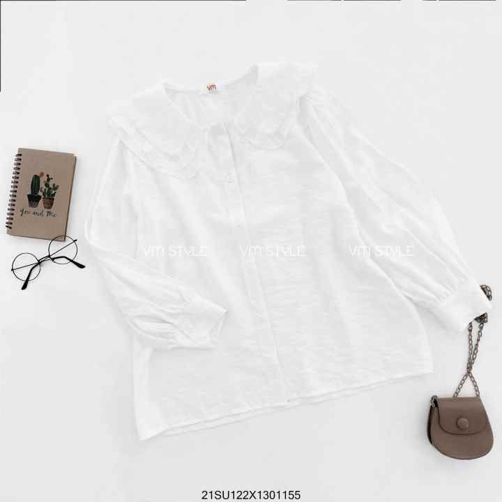 Áo Sơ Mi VM STYLE ASU00097 Tay Dài Cổ Sen 2 Lớp Điệu Đà Thời Trang Ulzzang Hàn Quốc