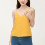 Áo tank top nữ hai dây phối nút FWTT22SS03C