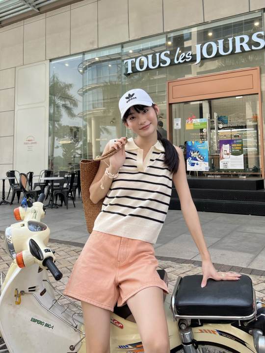 Áo thun len không tay cổ gập NOMIE TOP