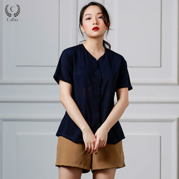 Áo thun nữ Callia thiết kế cổ V đắp Hami Top