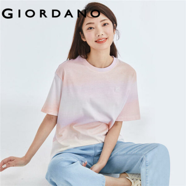 Áo thun nữ T-shirt cổ tròn ngắn tay form rộng thoải mái màu dốc chất cotton thuận cá tính thời trang mùa hè GIORDANO Free Shipping 05392386