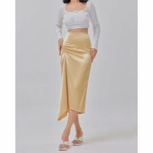 Chân váy lụa Shebyshj màu vàng gold - Dani Skirt
