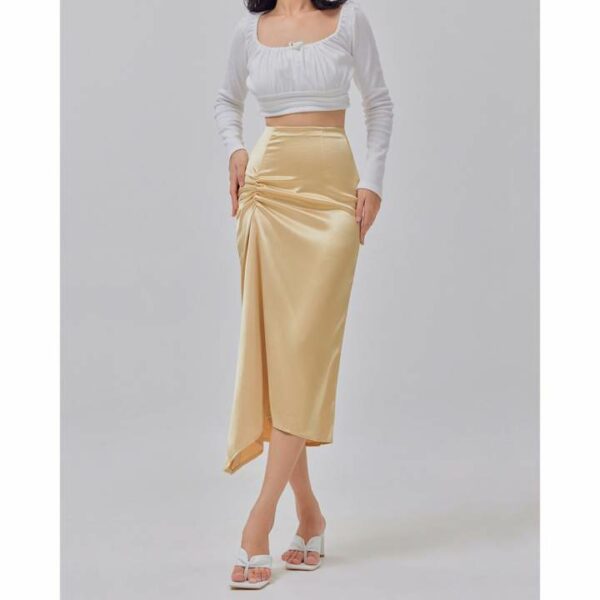 Chân váy lụa Shebyshj màu vàng gold - Dani Skirt