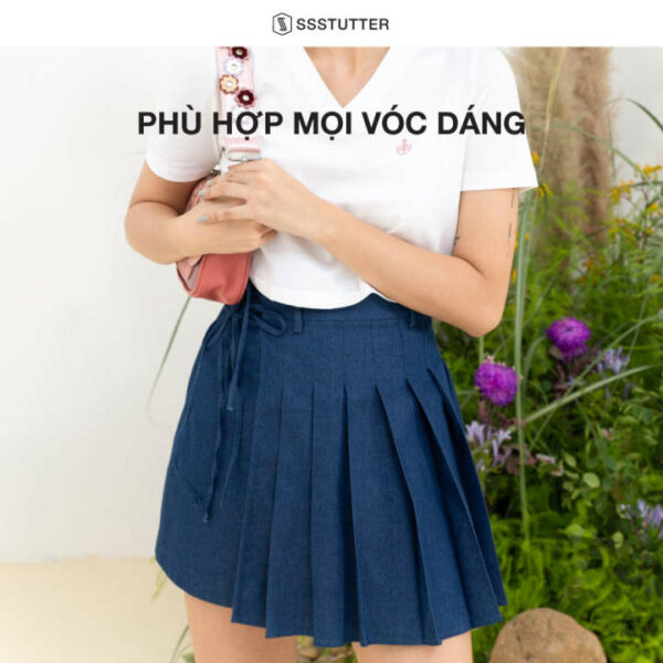 Chân váy nữ SSSTUTTER kaki mỏng dáng ngắn thiết kế xếp ly trẻ trung knife wrap skirt