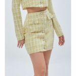 Chân váy SHEBYSHJ vải tweed vàng – Kayla Skirt