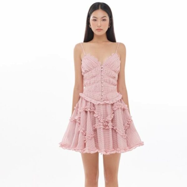 Đầm hai dây chất voan lông cừu ONONMADE Pink Cordelia Mini Dress