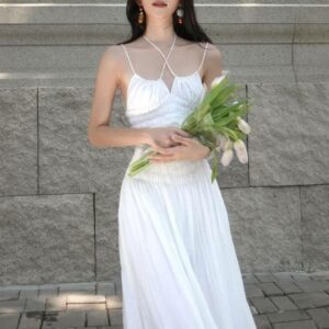 Đầm hai dây dáng dài ONONMADE màu trắng