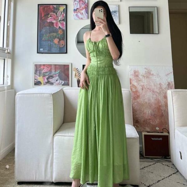 Đầm hai dây dáng dài ONONMADE màu xanh